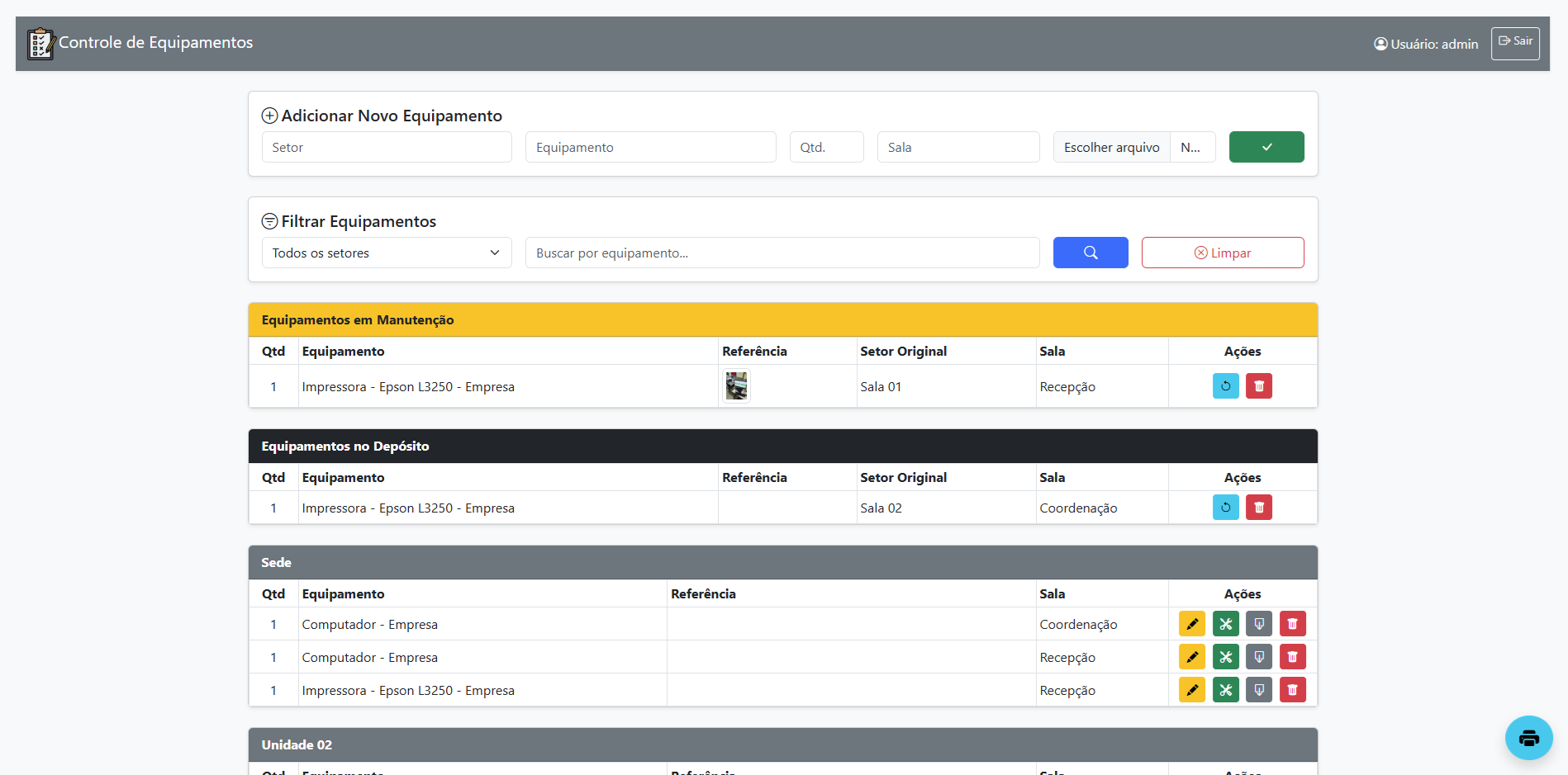 Gestão de Equipamentos - Screenshot 2